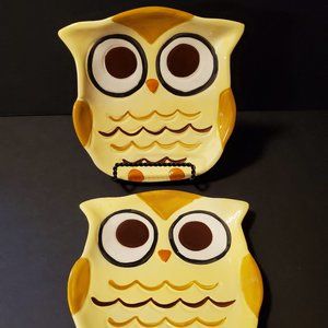 Owl Yellow Gold Spoon Rests Dishes - Set of 2